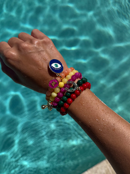Colorful beaded armparty bracelet stack by AVINZIA
