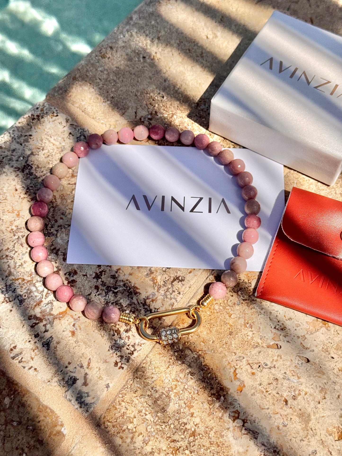 10mm Faceted Rhodonite Necklace