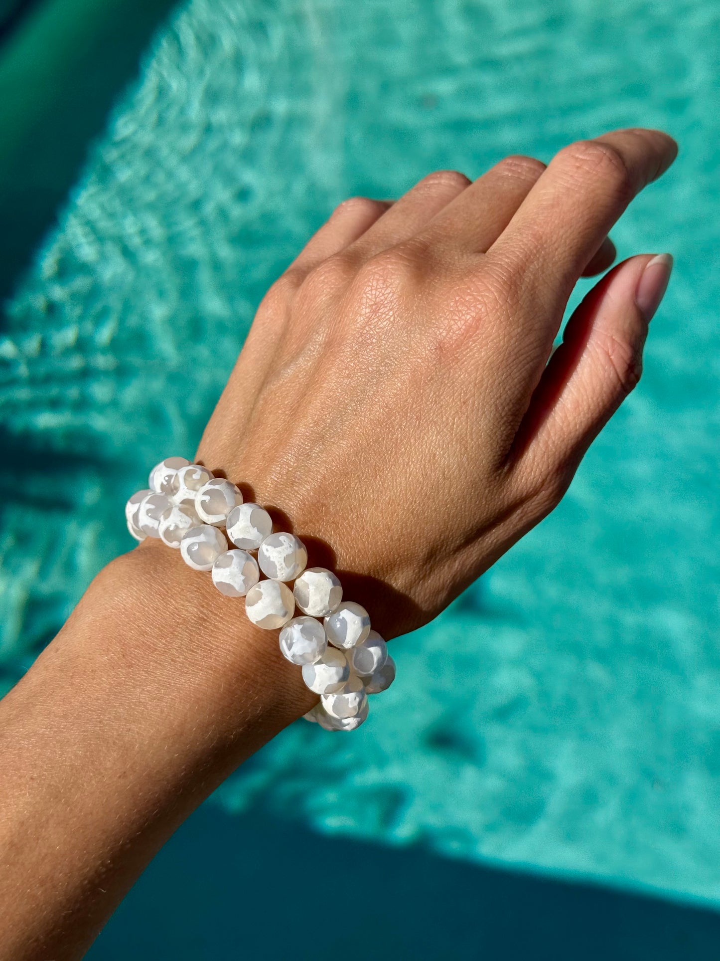 White Crackle Agate Bracelet