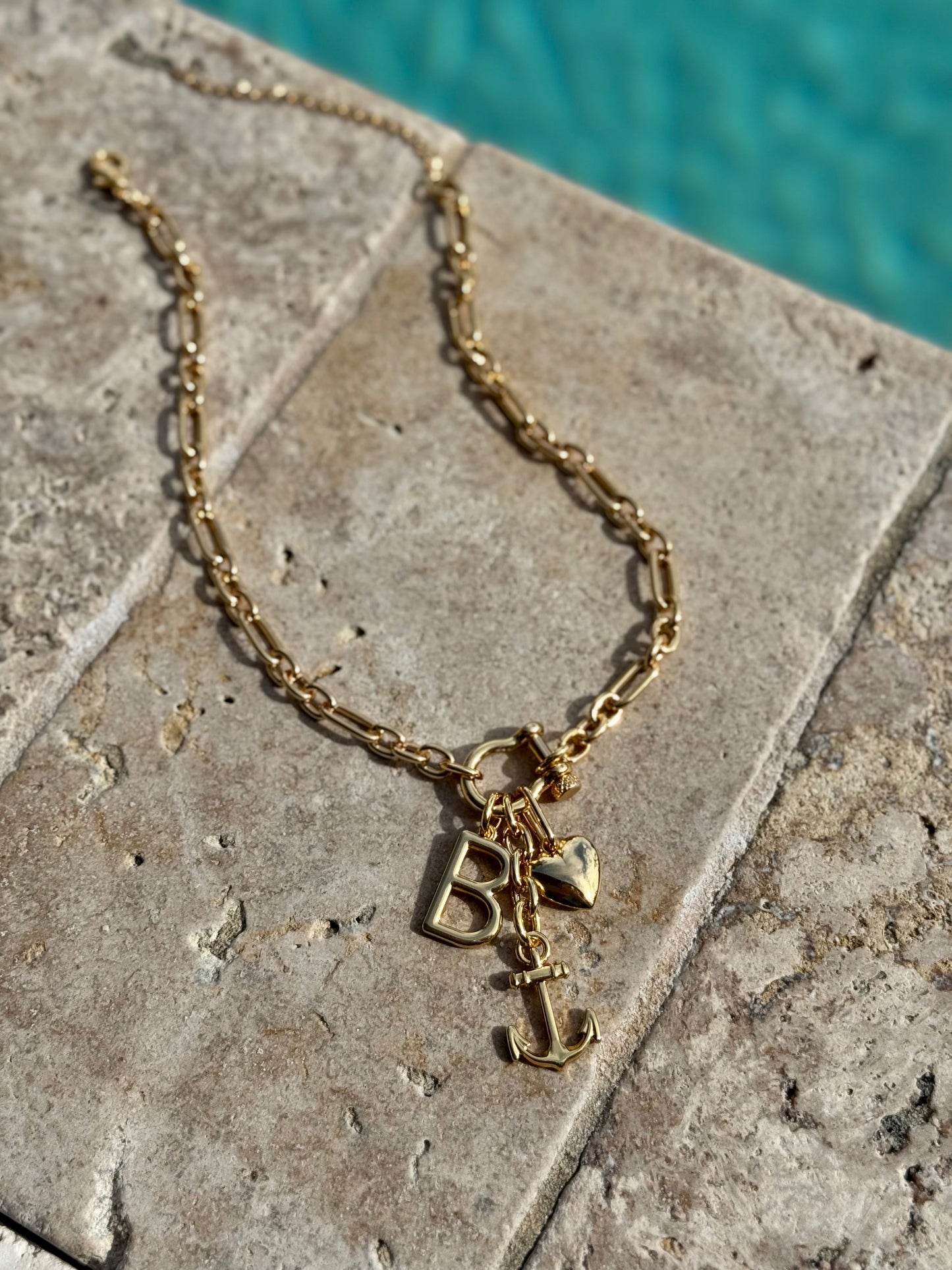 Anchor Initial Necklace