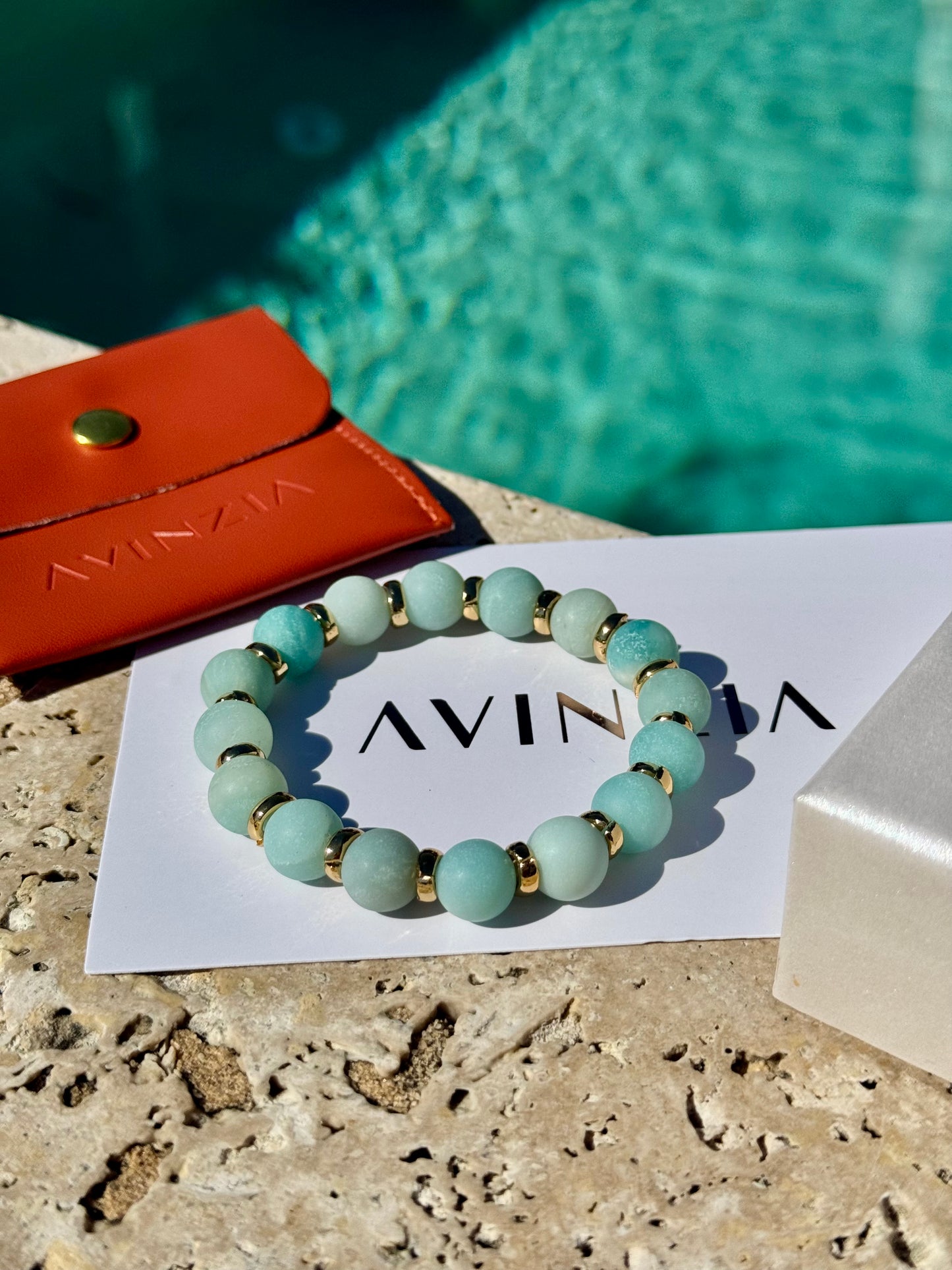 Frosted Amazonite Gold Links Bracelet