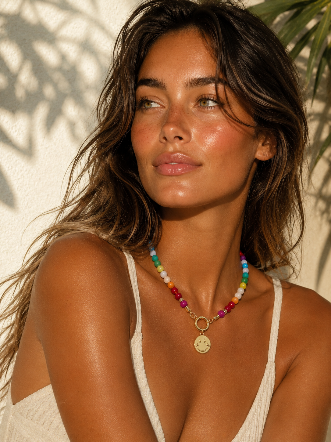 Smiley Rainbow Gemstone Necklace