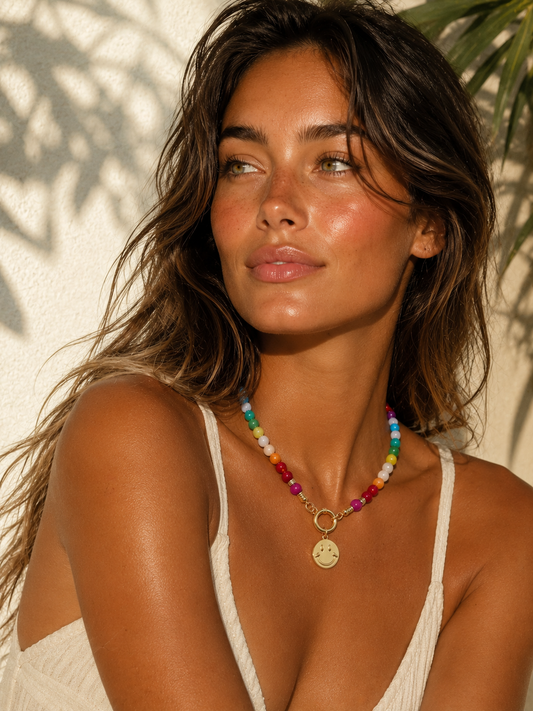 Smiley Rainbow Gemstone Necklace