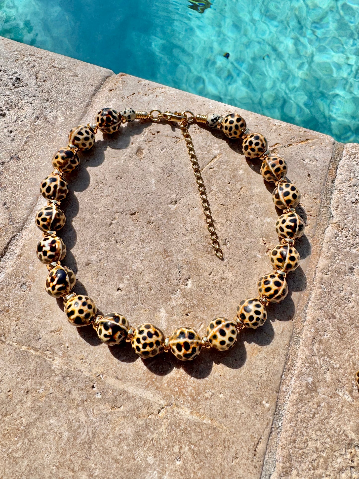 Glazed Leopard Porcelain Necklace