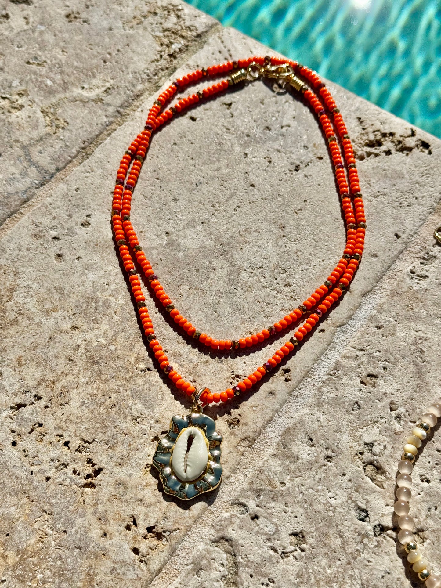 Orange Cowrie Shell Chain