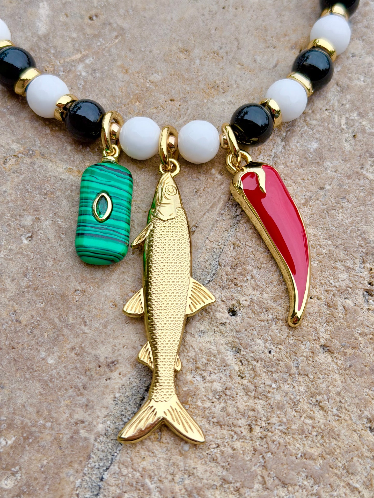 Black & White Fish Necklace