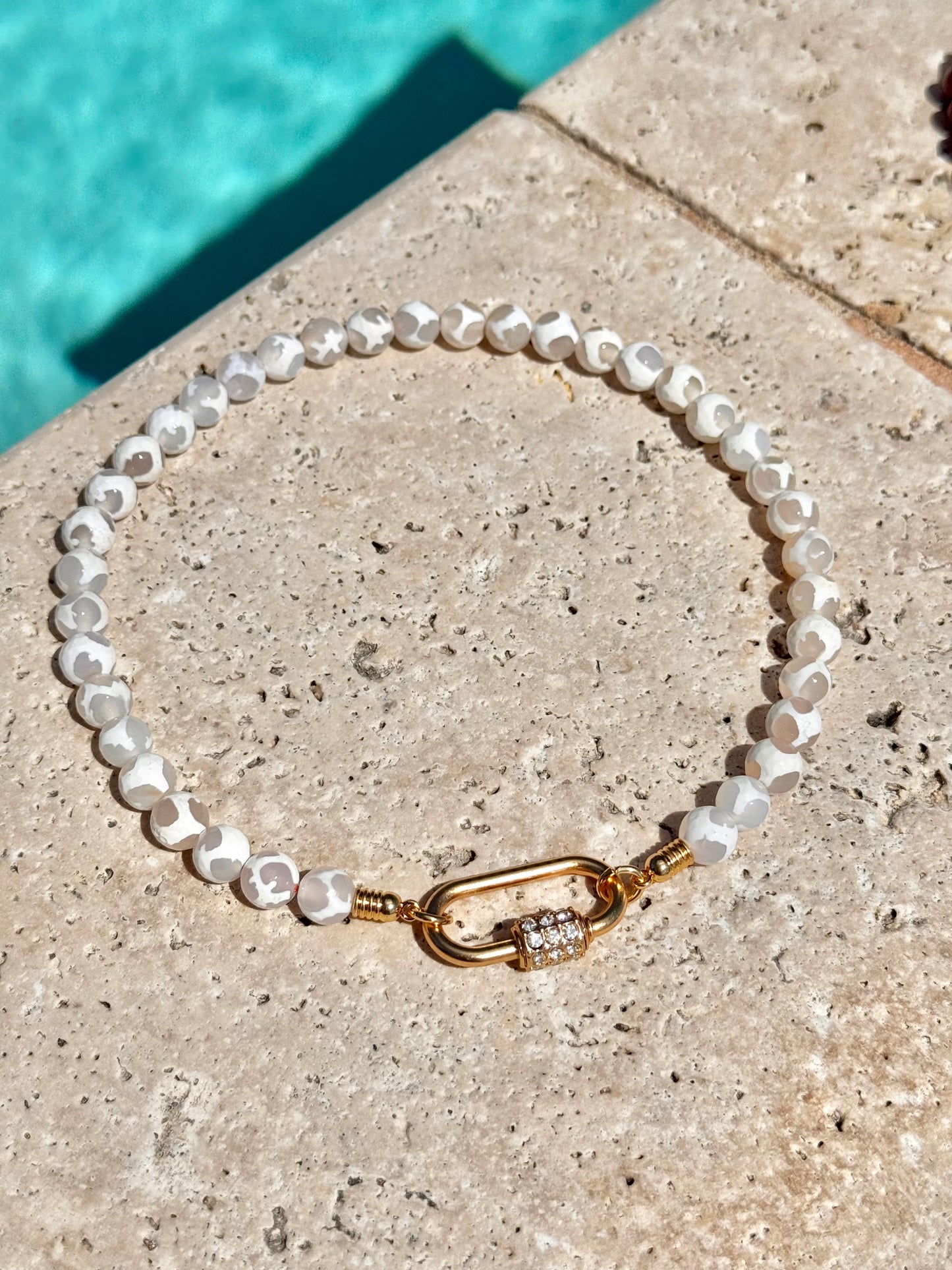 10mm White Zebra Agate Necklace