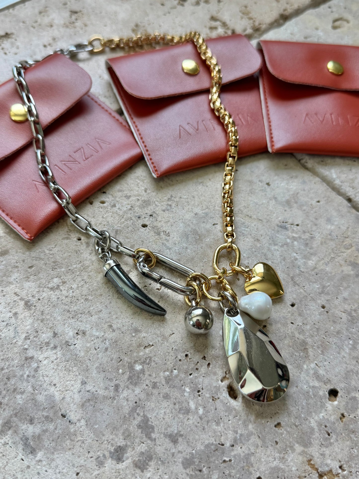 Multi Charms Lariat Necklace