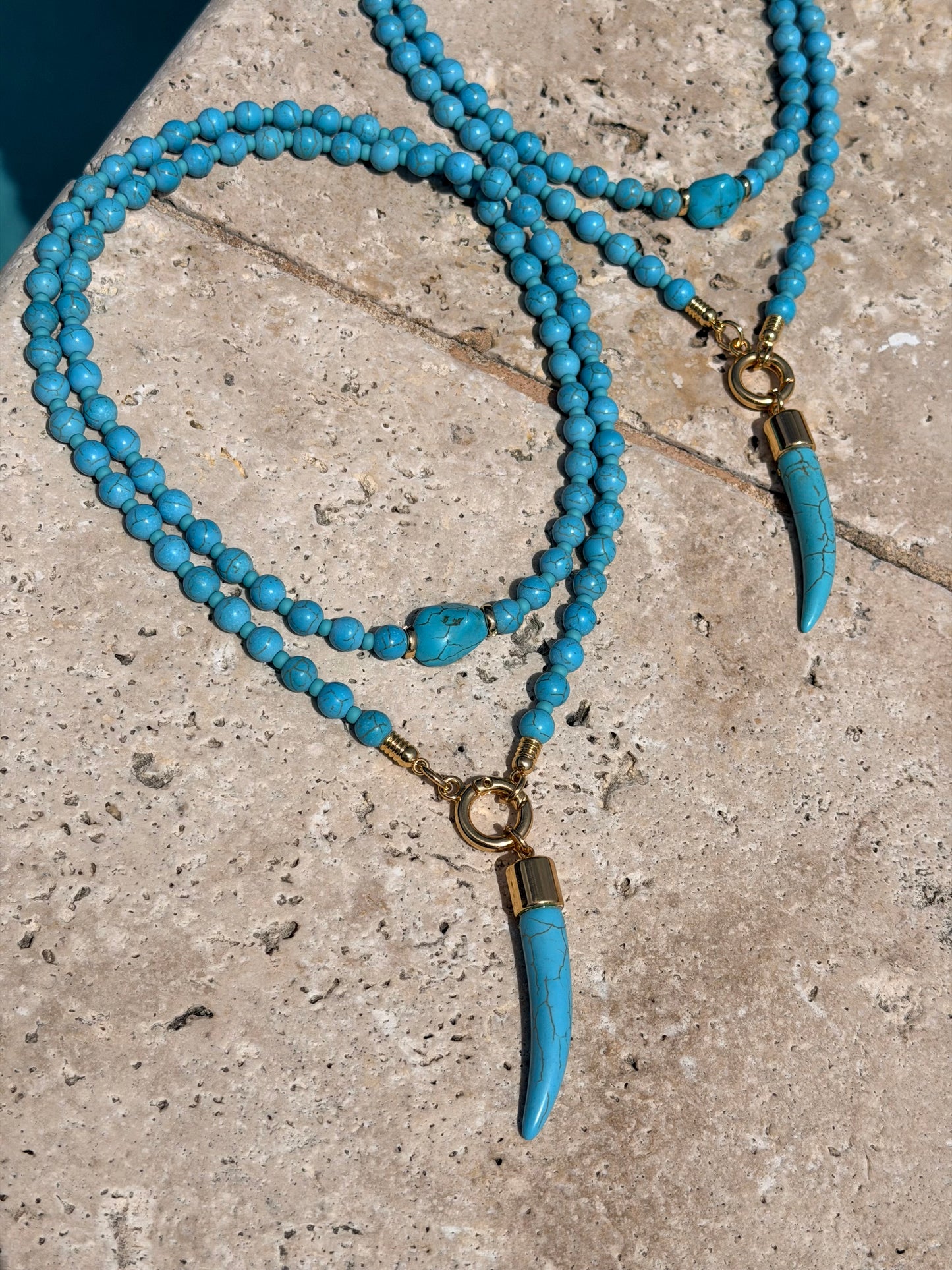 Turquoise Tusk Wrap or Long Necklace
