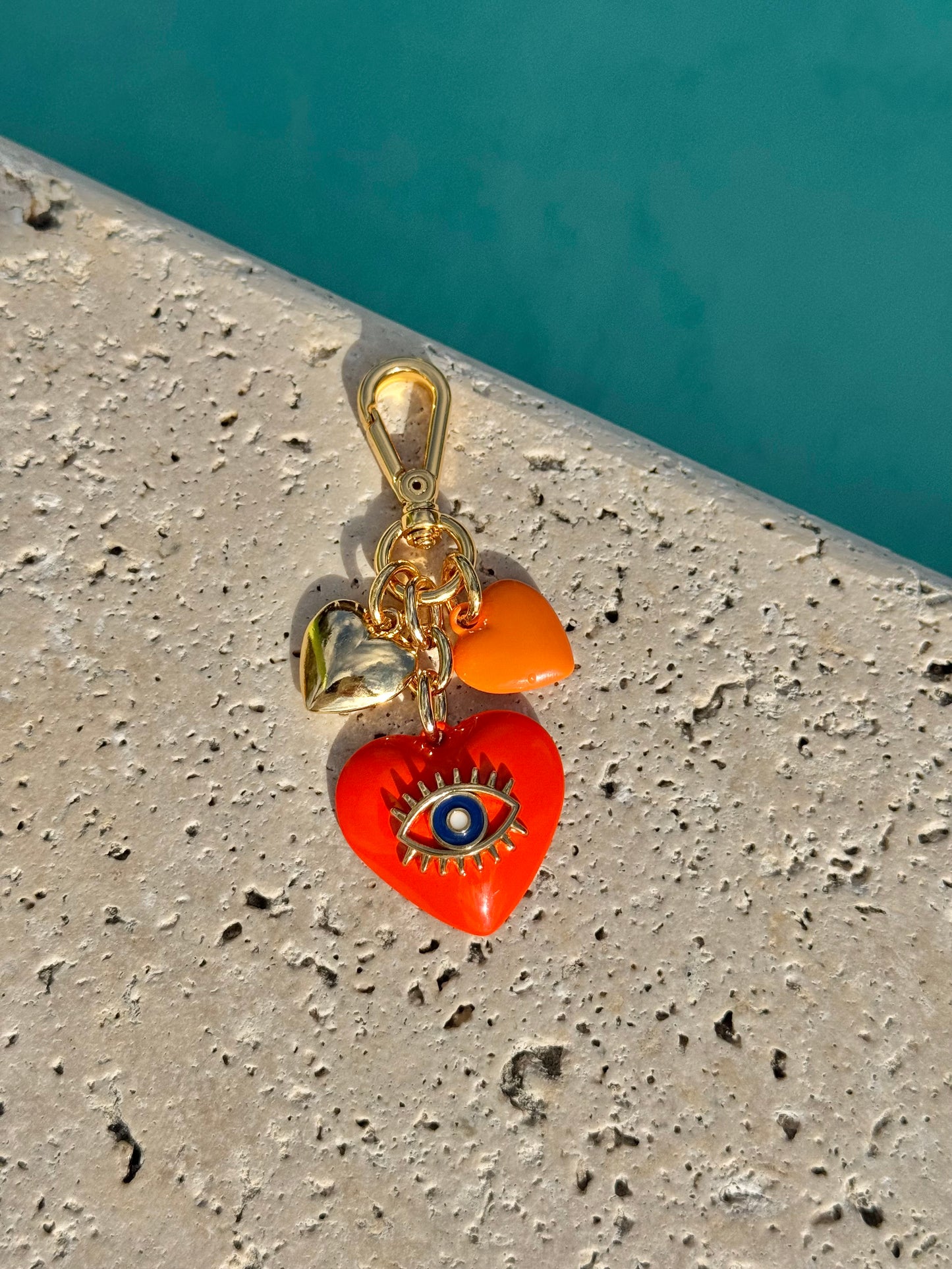 Evil Eye Heart Bag Charm
