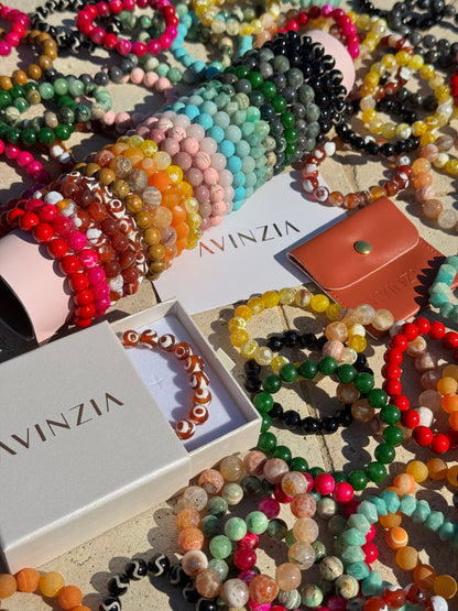 Custom stone bead bracelet stack by AVINZIA
