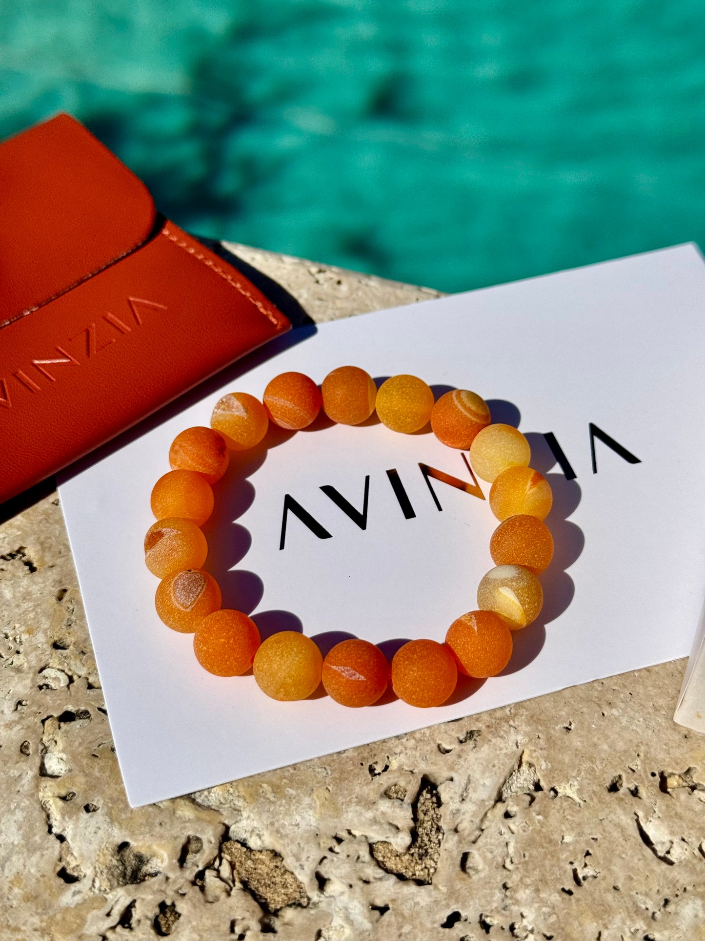 Frosted Orange Agate Bracelet