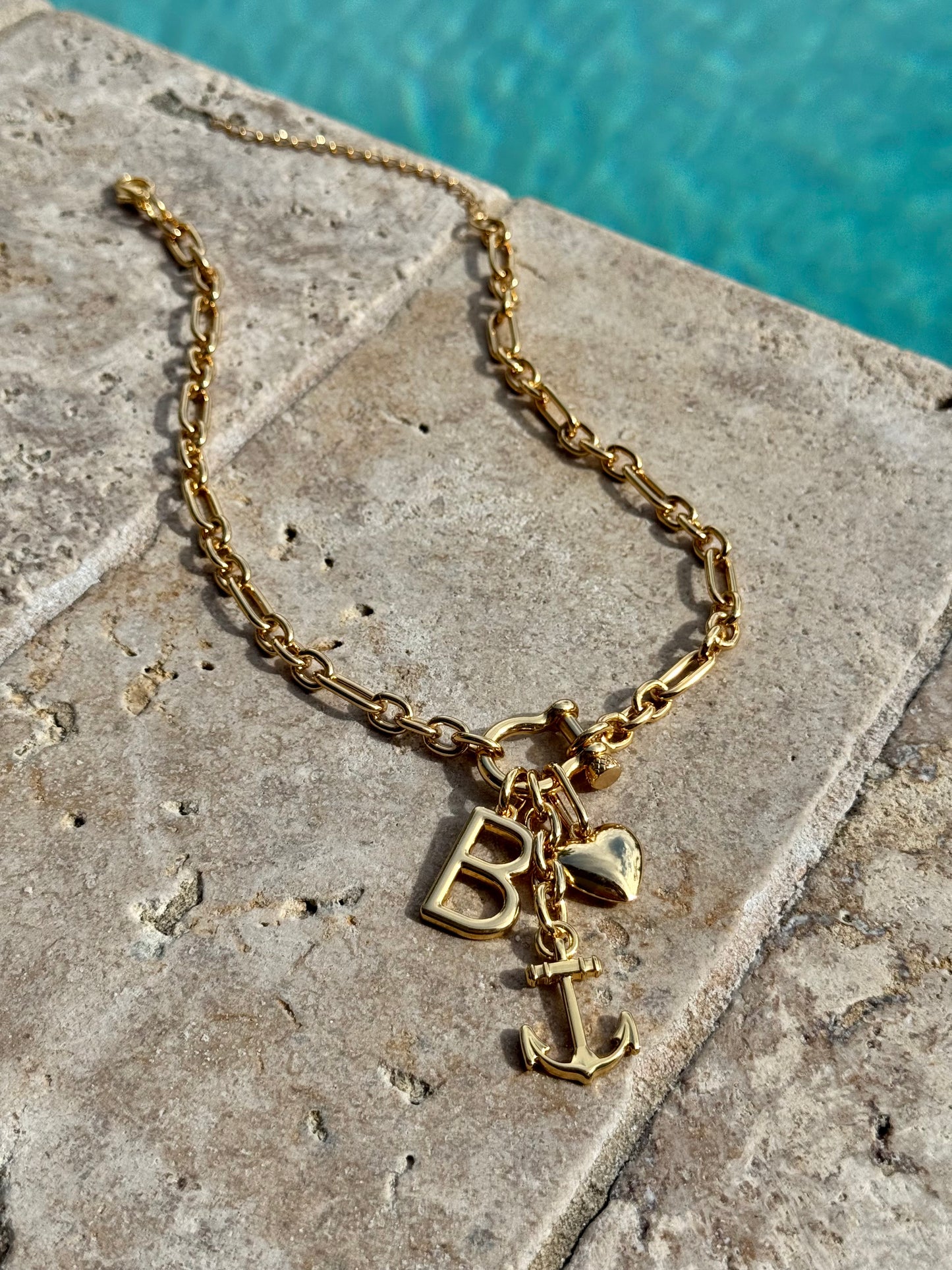 Anchor Initial Necklace