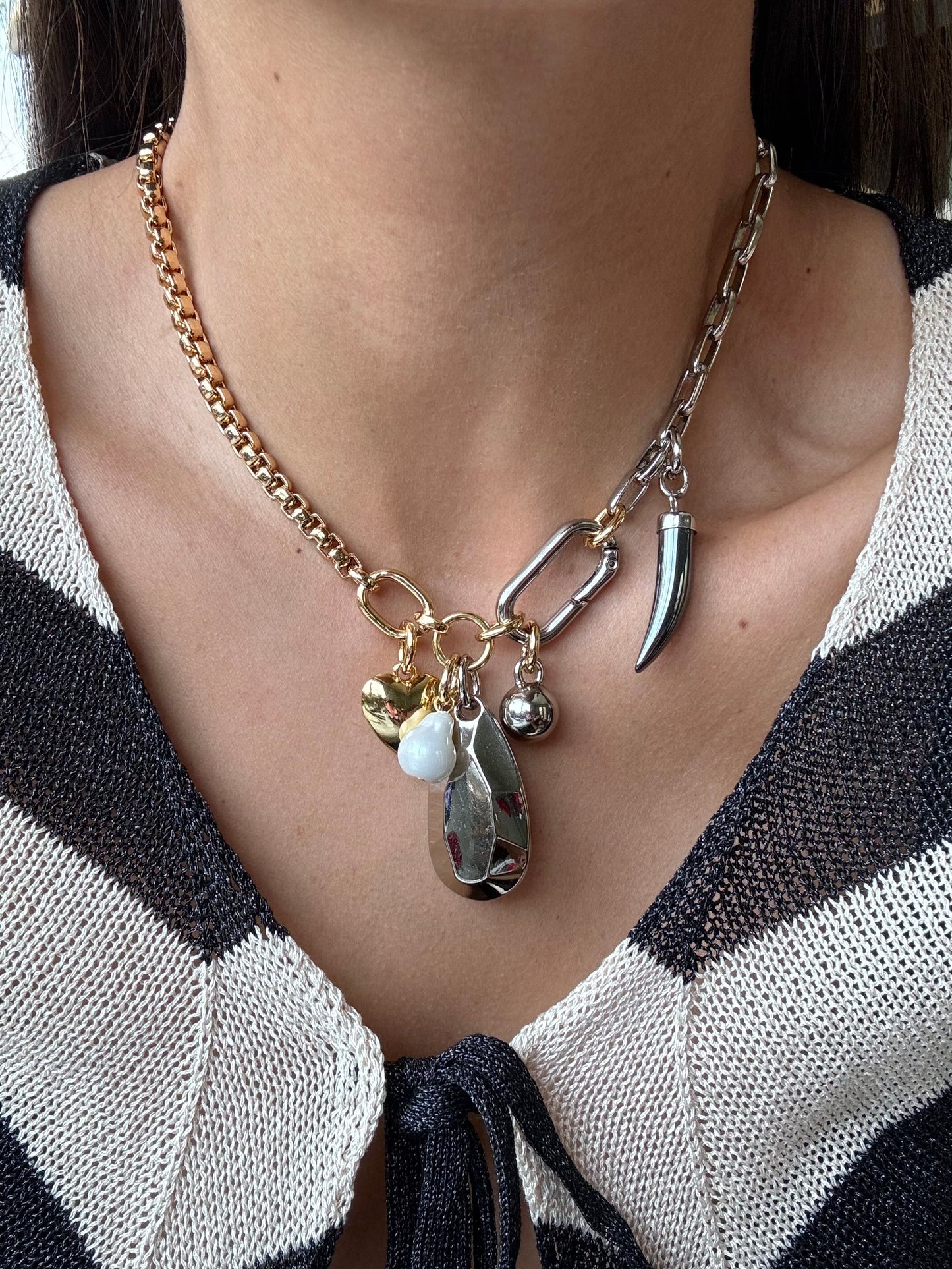 Multi Charms Lariat Necklace