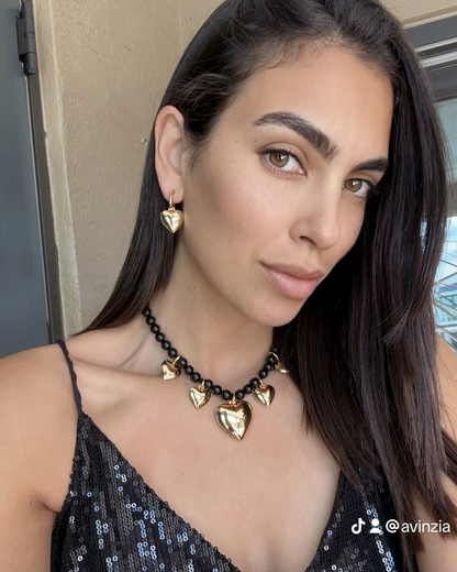 Obsidian Love Heart Necklace Set