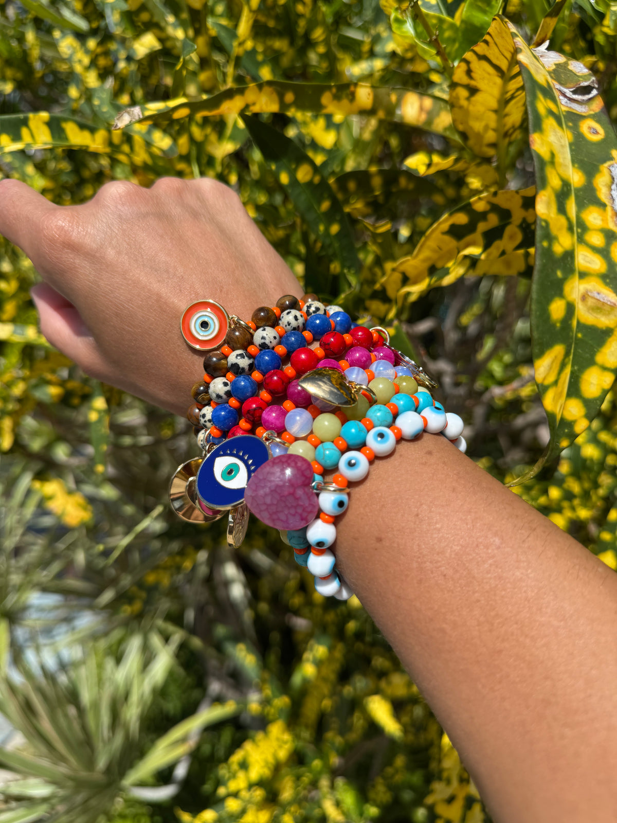 Colorful gemstone bead arm candy bracelet by AVINZIA