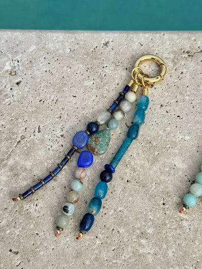 Beaded gemstone purse charm with gold accents – AVINZIA