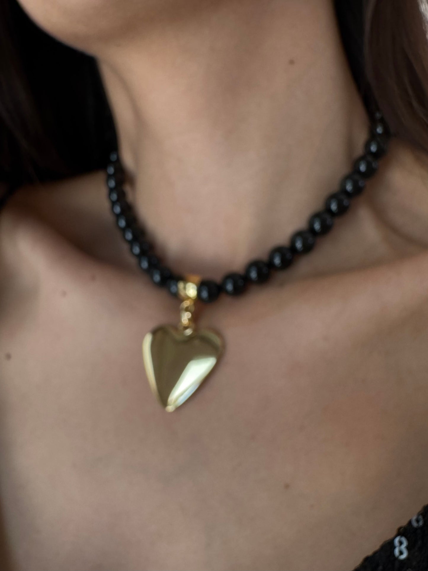 Obsidian Heart Necklace Set