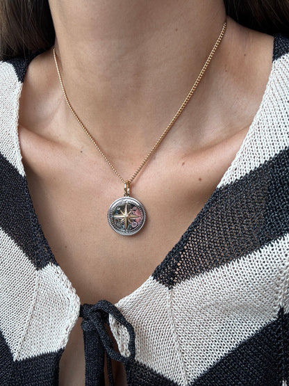Silver Compass Necklace