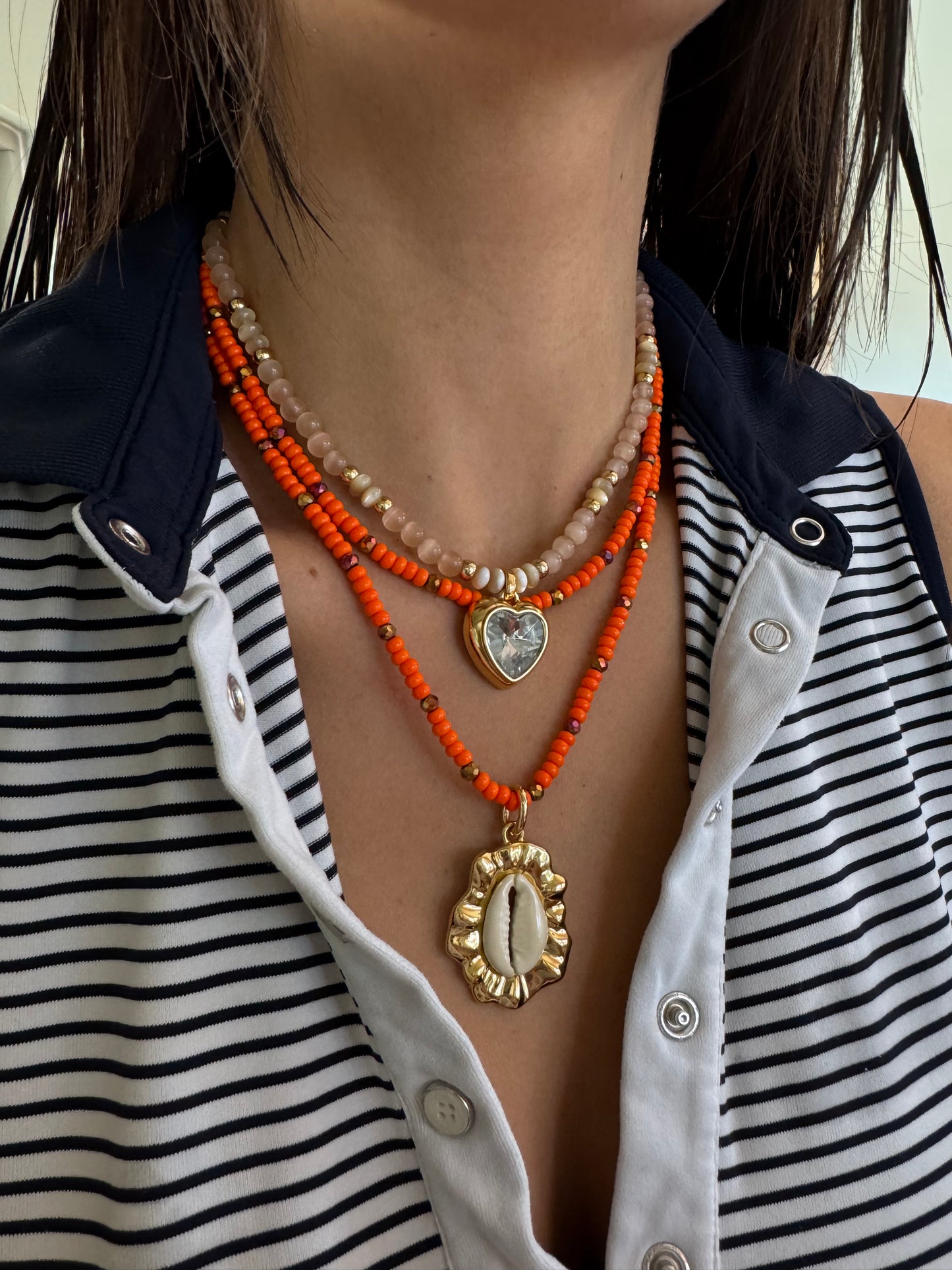 Orange Cowrie Shell Chain