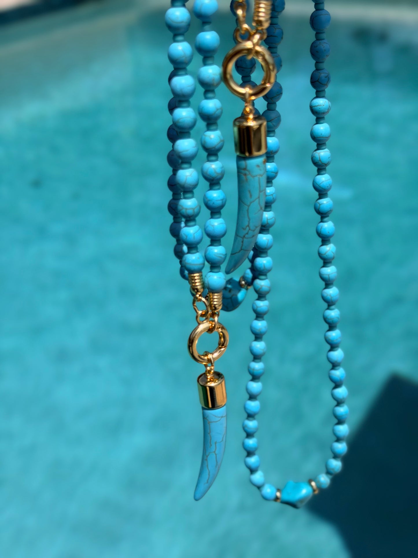 Turquoise Tusk Wrap or Long Necklace