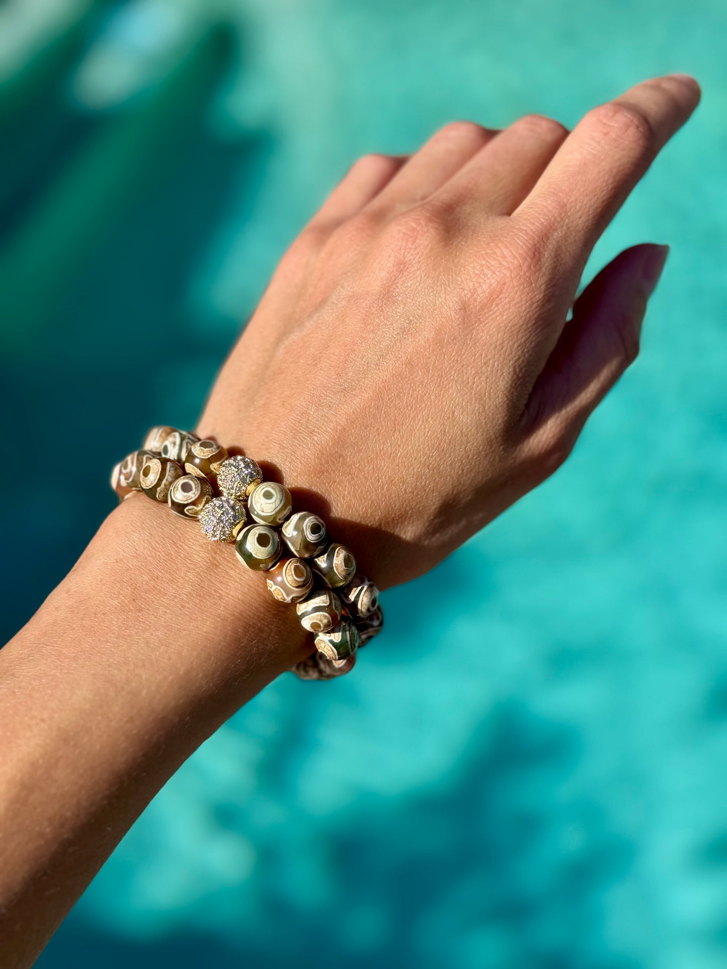 Tibetan Fern Eye Agate Bracelet