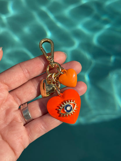 Evil Eye Heart Bag Charm