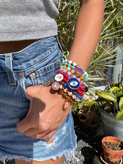 Colorful gemstone bead arm candy bracelet — handmade in Florida by AVINZIA