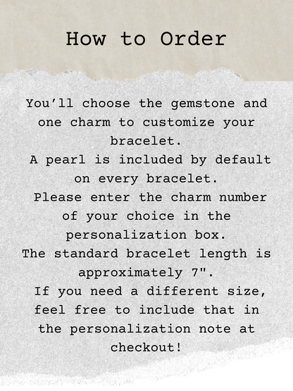 Custom gemstone charm bracelet with choice of stones — AVINZIA handmade jewelry