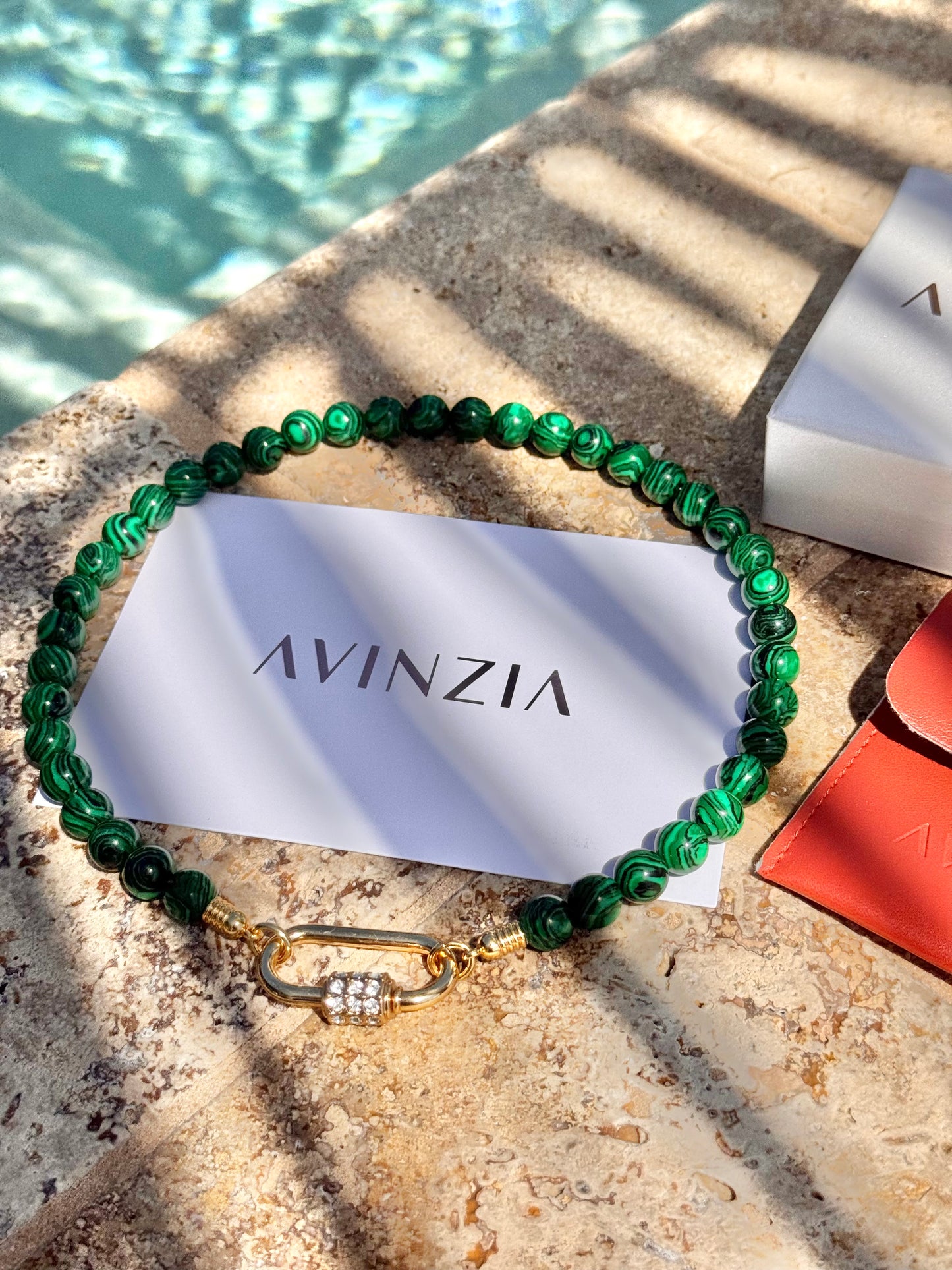 10mm Faux Malachite Necklace