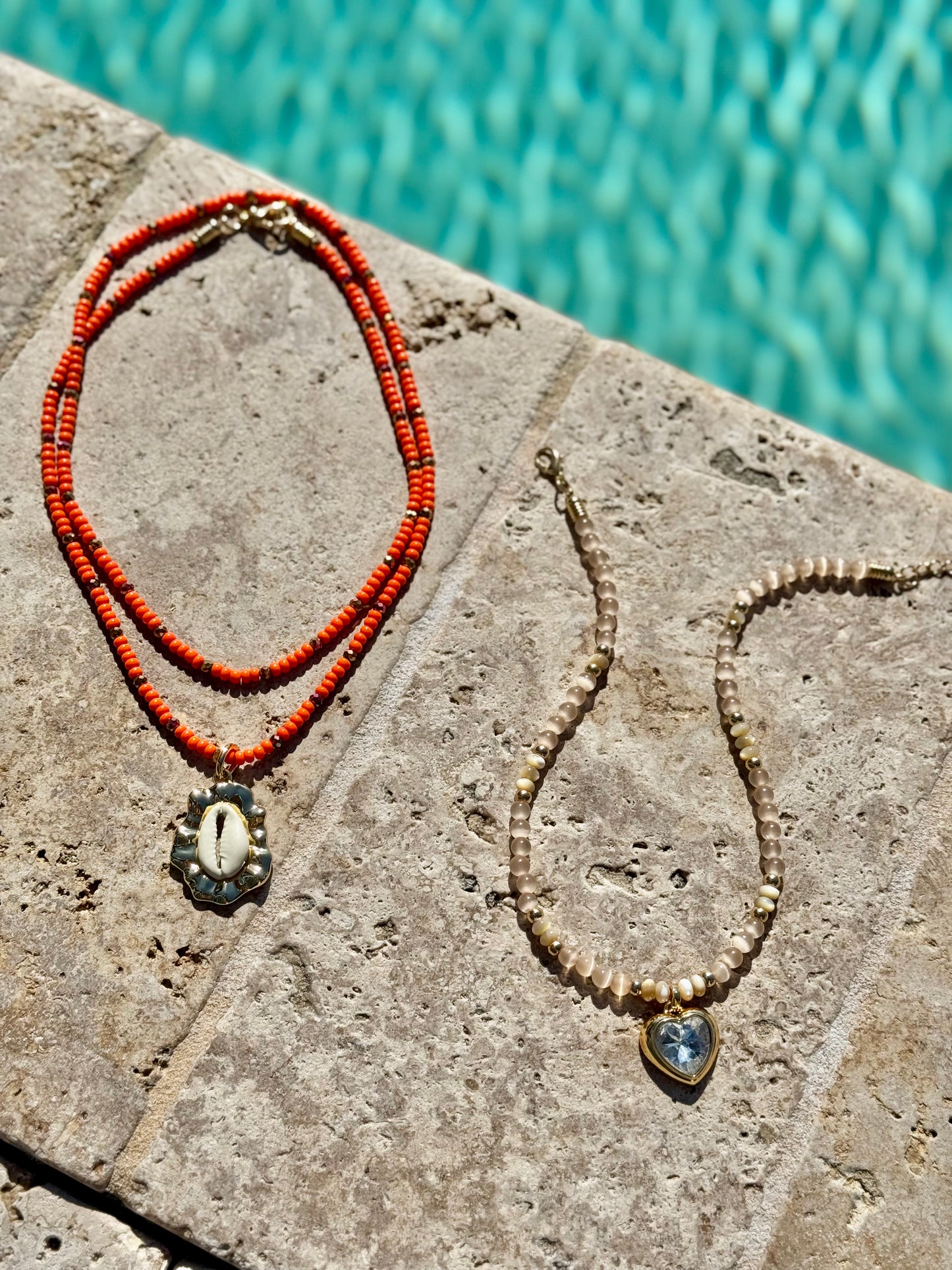Orange Cowrie Shell Chain