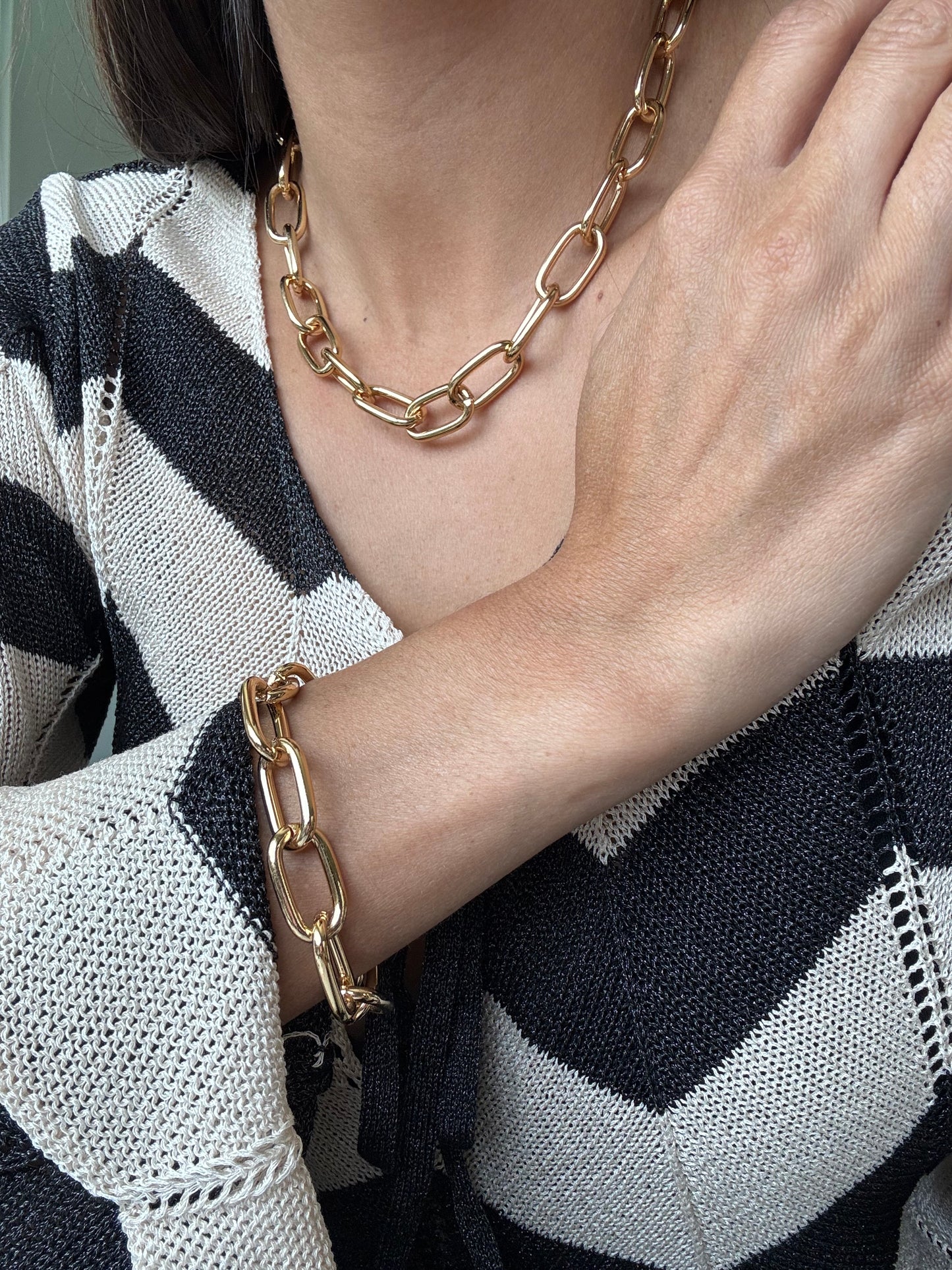 Link Chain Bracelet & Necklace Set