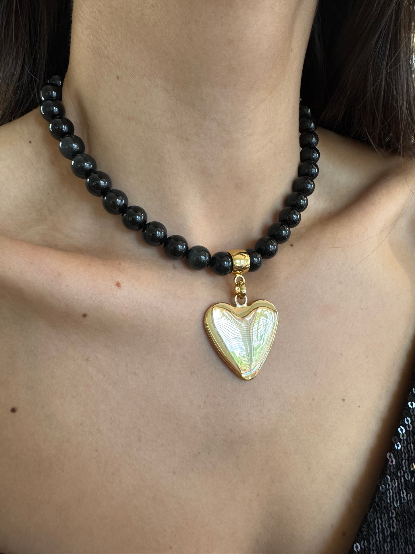 Obsidian Heart Necklace Set
