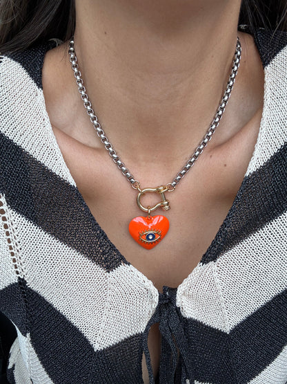 Evil Eye Necklace Mixed Metals