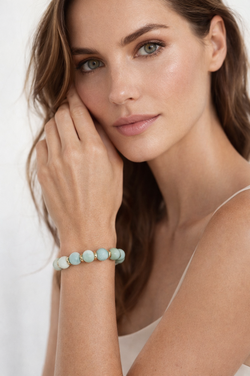 Frosted Amazonite Gold Links Bracelet