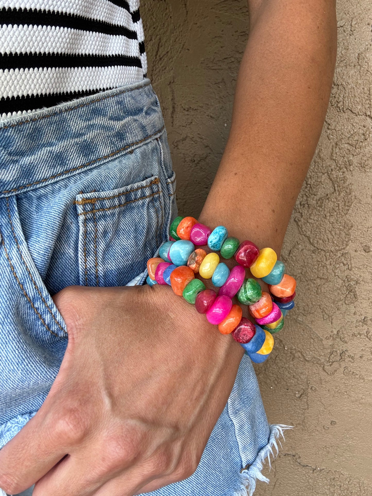 Rainbow Jade Stretch Bracelets