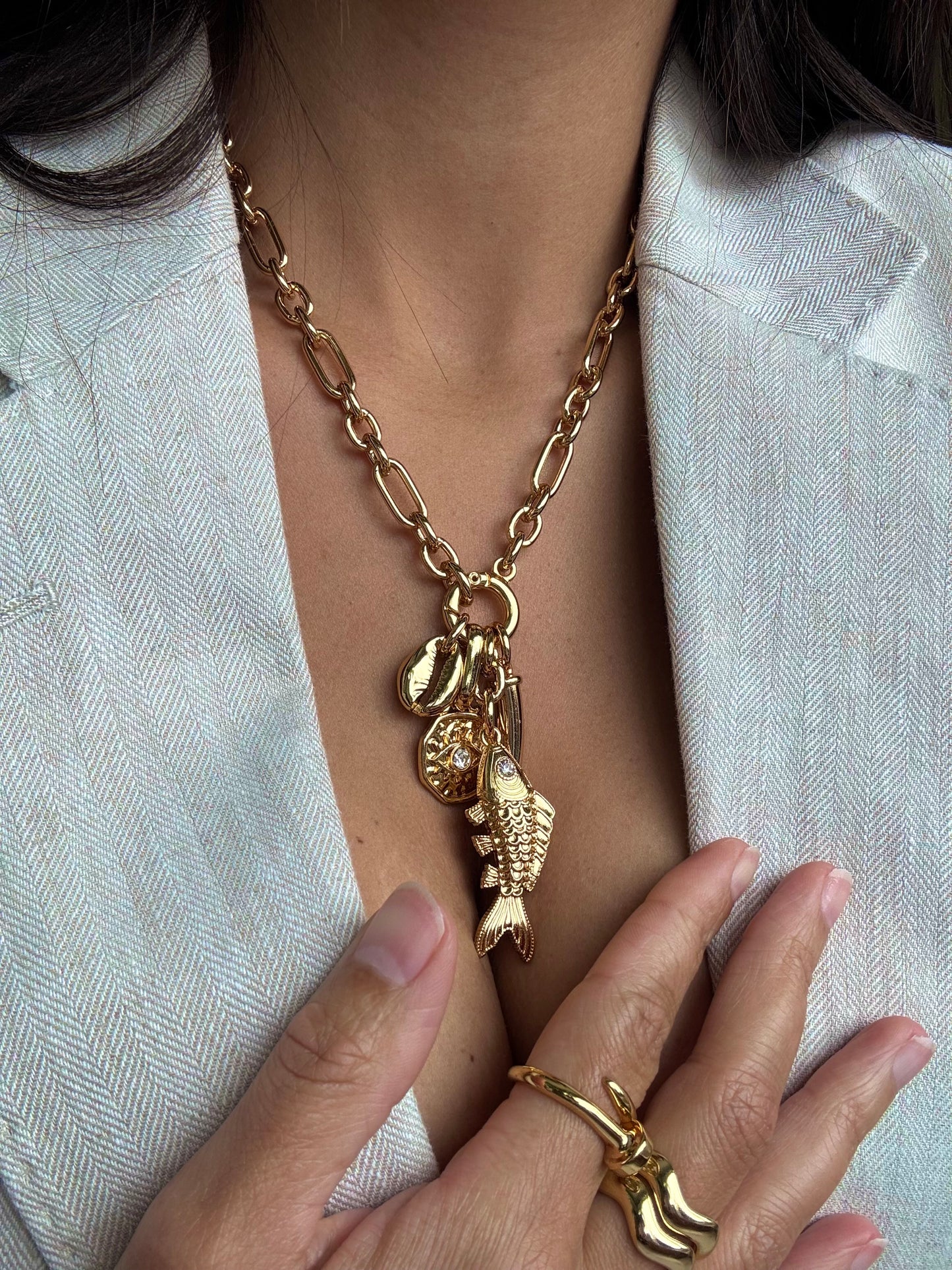 Cluster Fish Charm Necklace