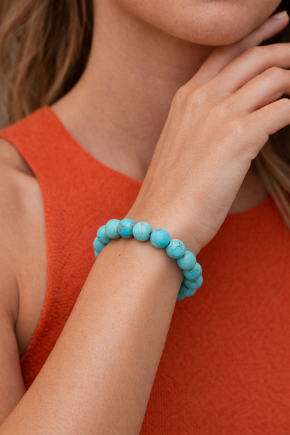 Frosted magnesite bead bracelet, lightweight layers – handmade by AVINZIA
