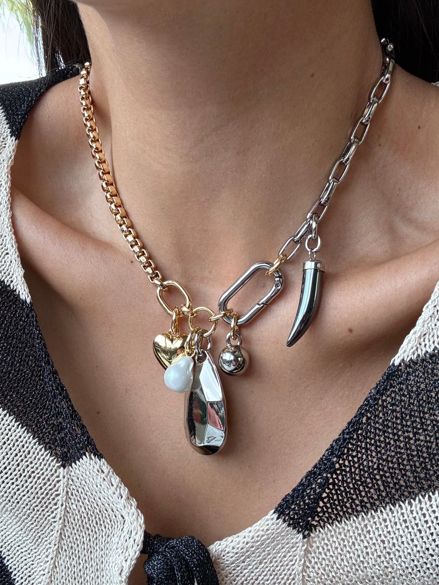 Multi Charms Lariat Necklace