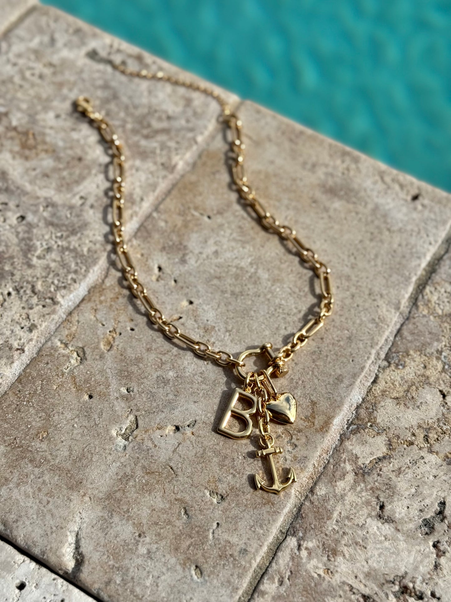 Anchor Initial Necklace