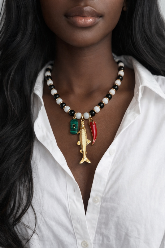 Black & White Fish Necklace