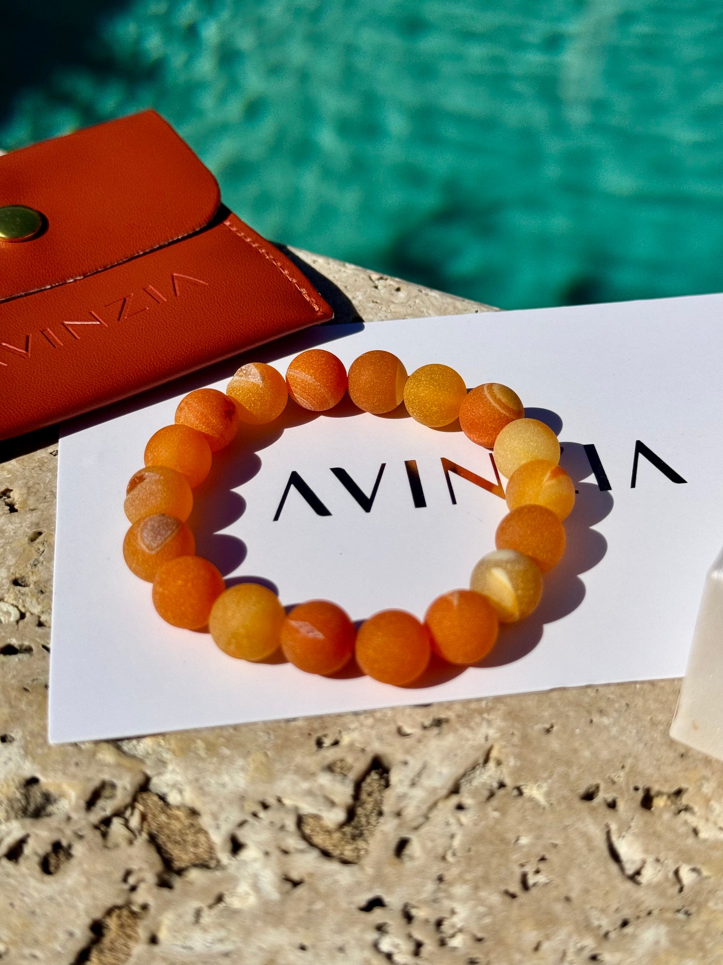 Frosted Orange Agate Bracelet