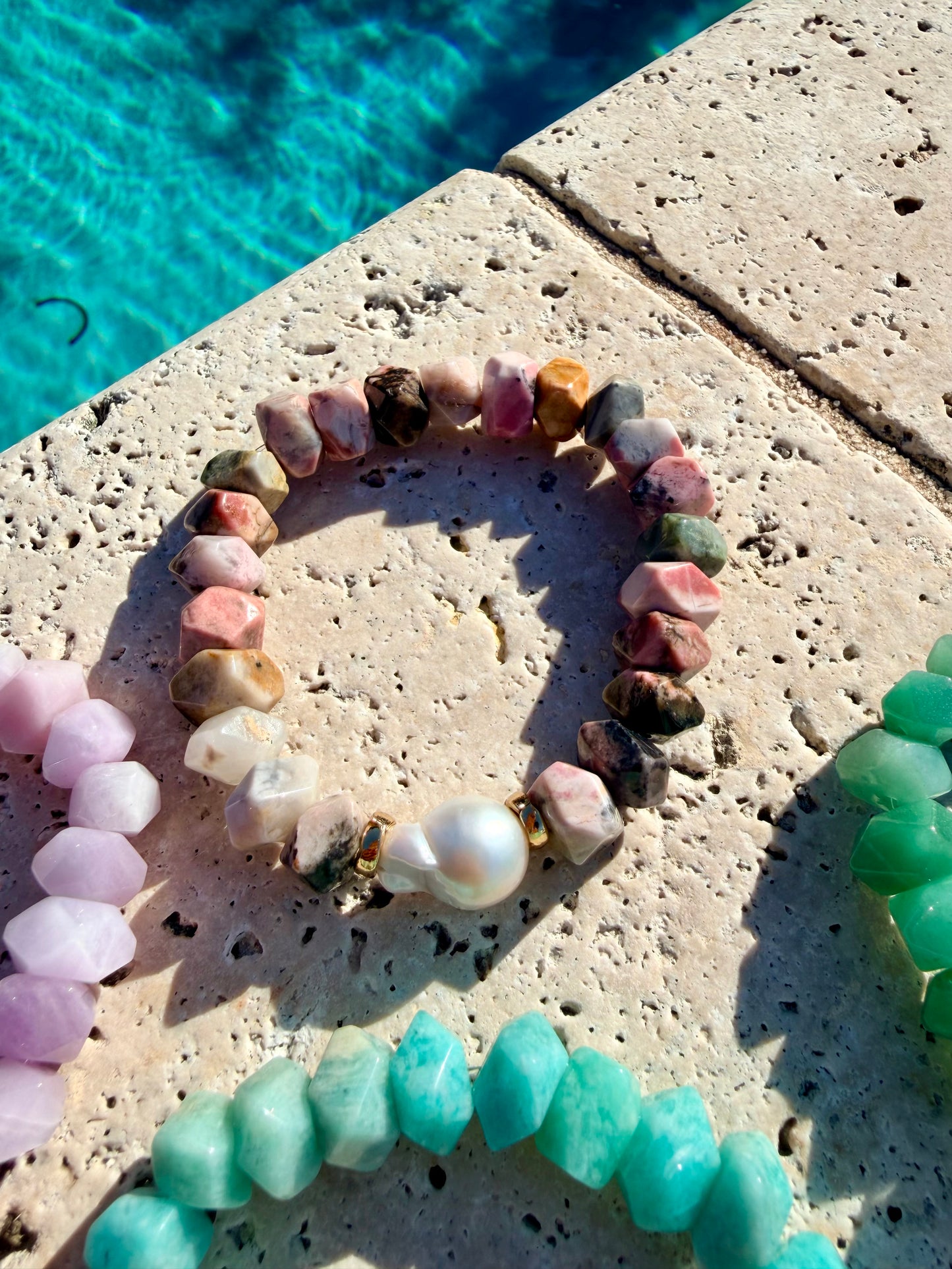 Nugget Gemstone & Baroque Pearl Bracelet
