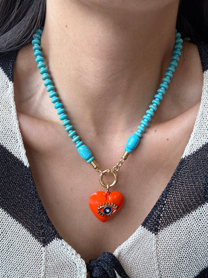 18" Heart Eye Charm Necklace