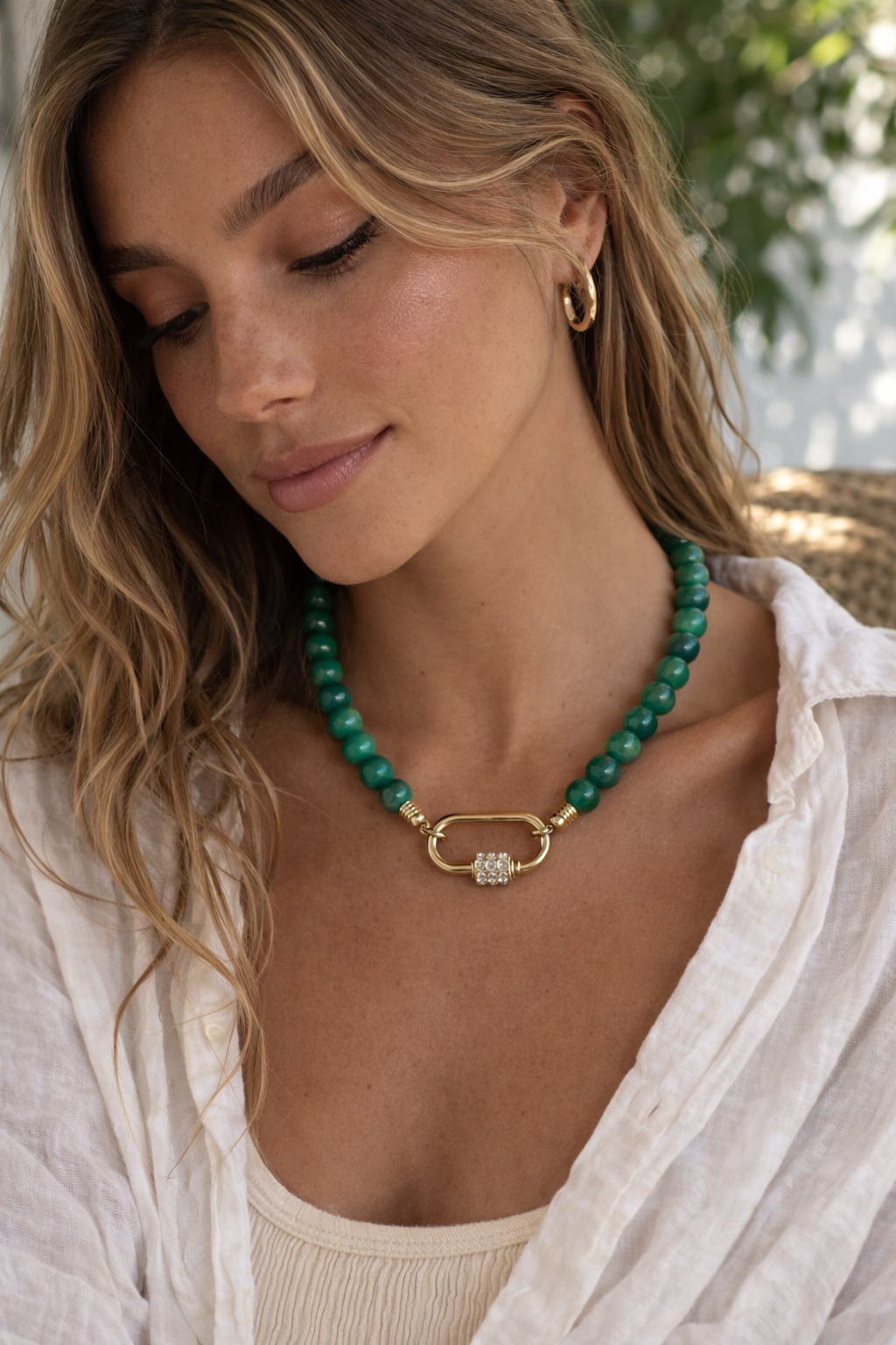 10mm Natural Green Onyx Necklace