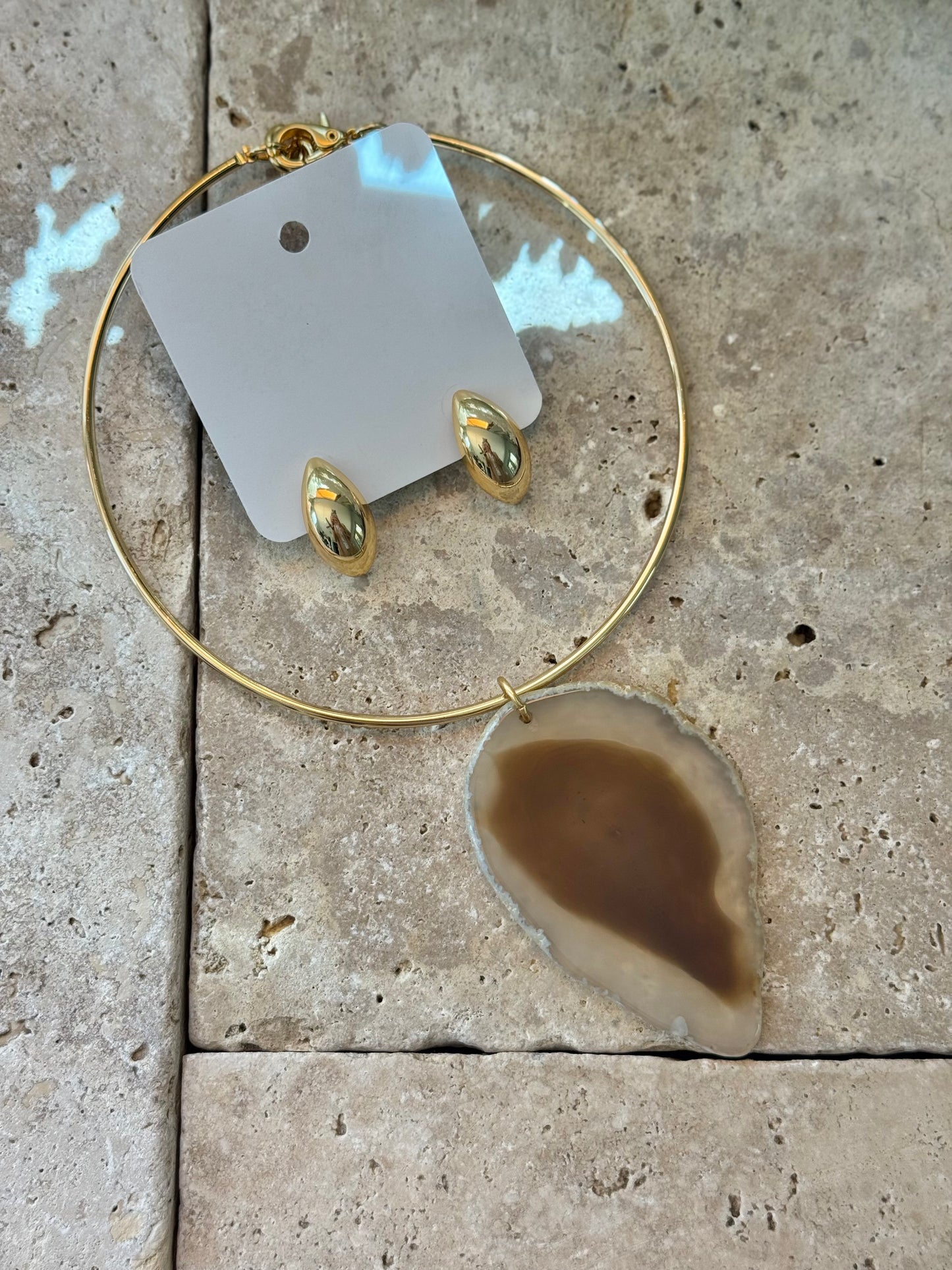 Agate Slice Necklace Set