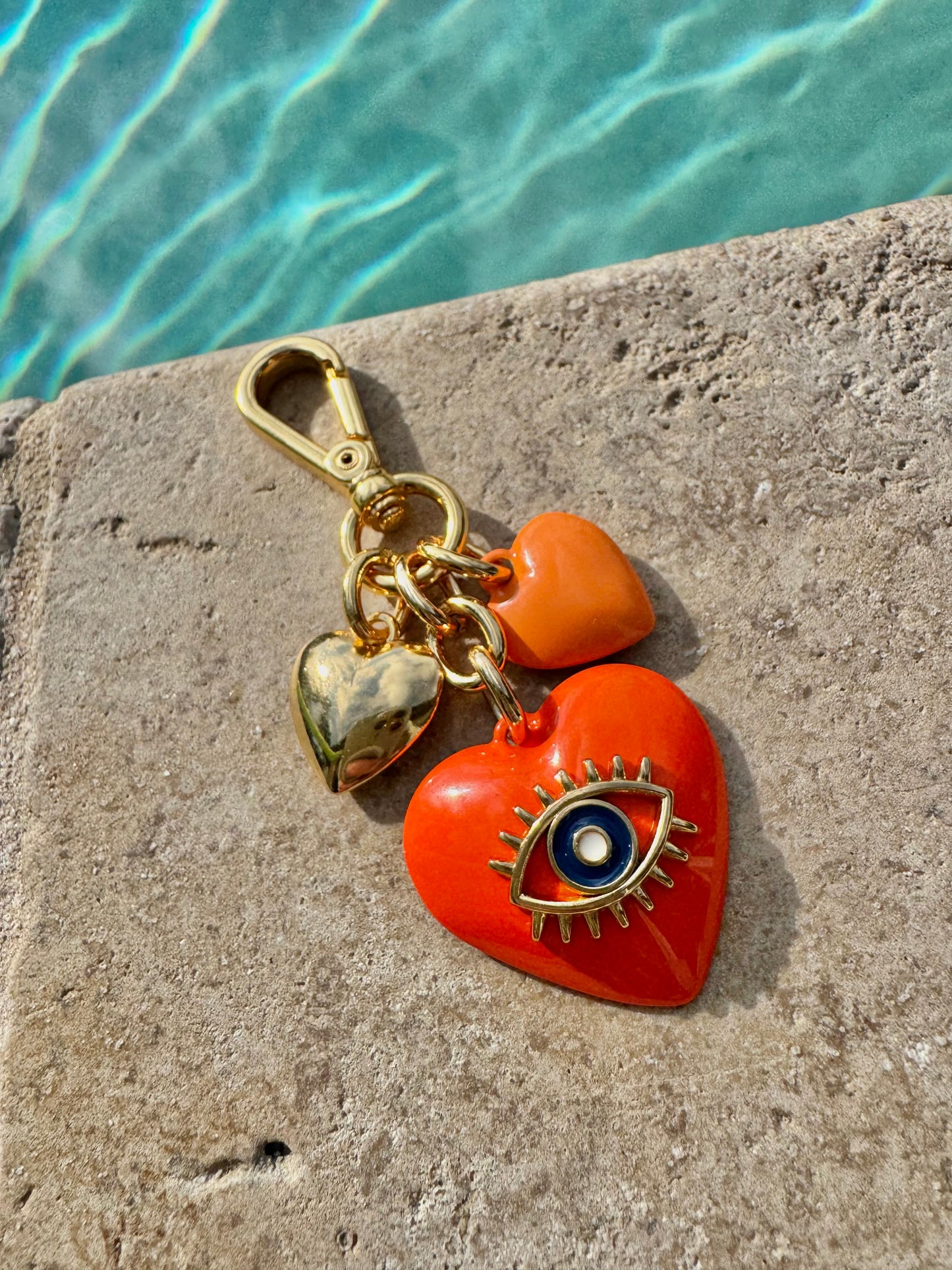 Evil Eye Heart Bag Charm