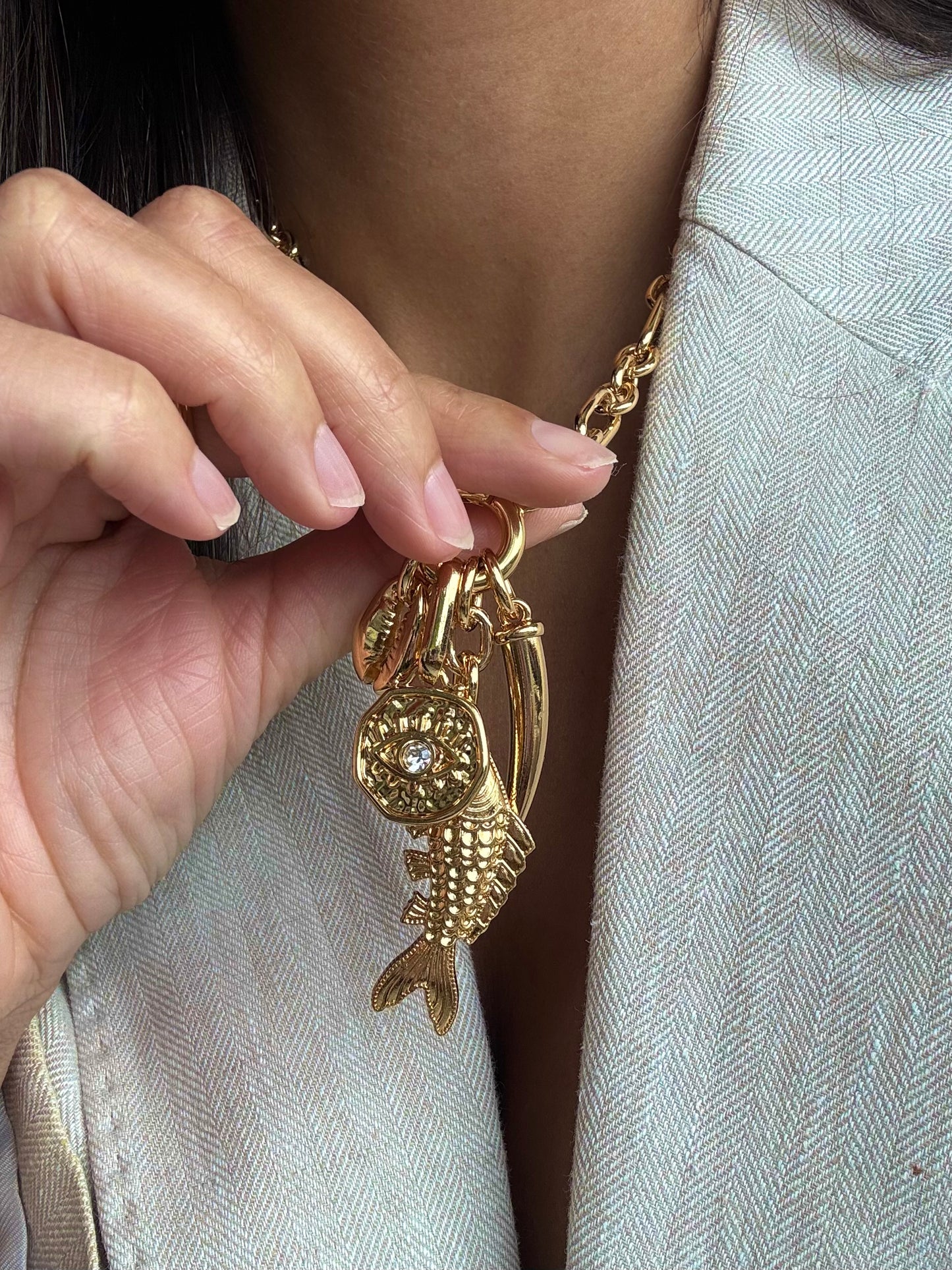 Cluster Fish Charm Necklace