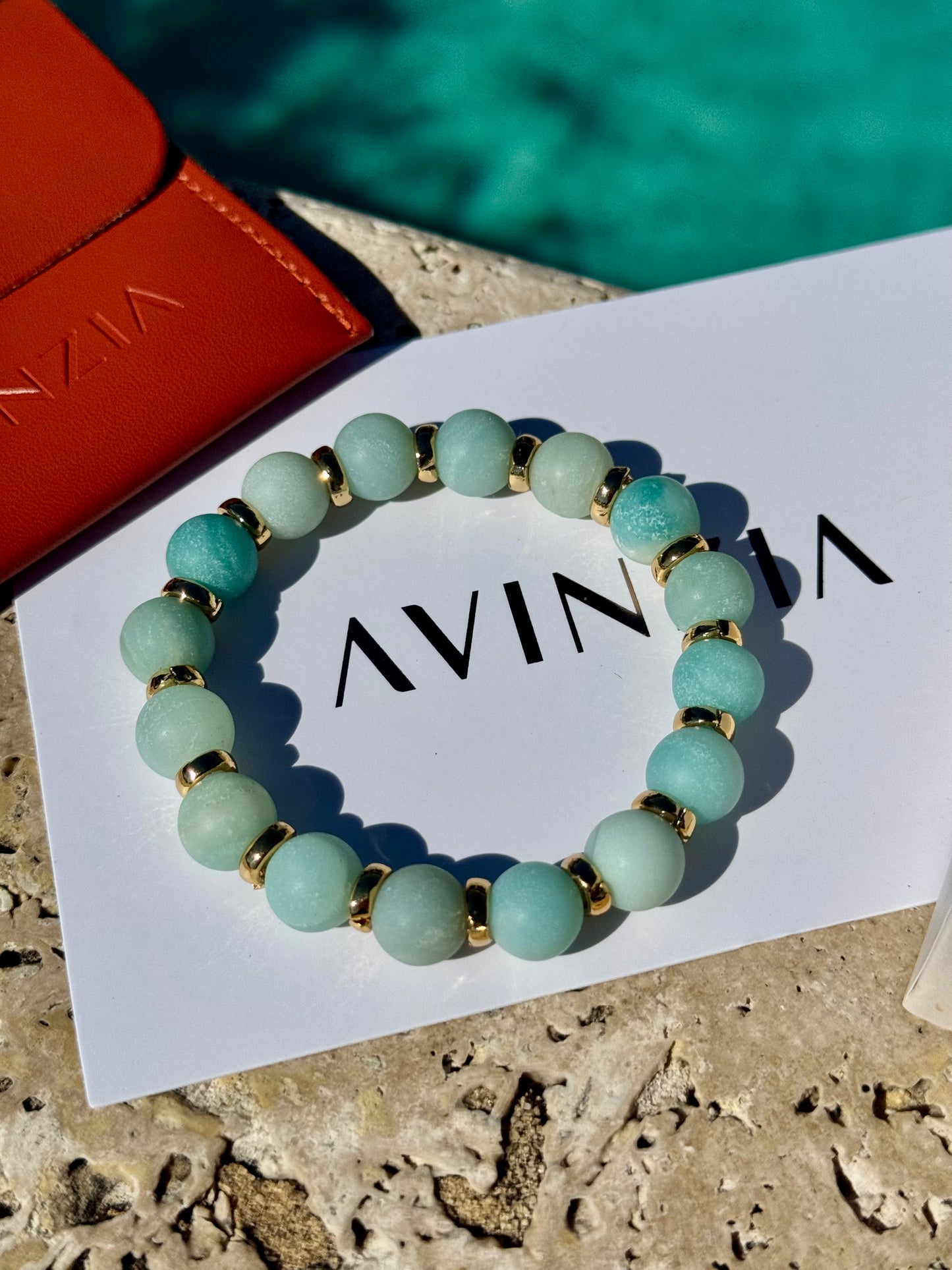 Frosted Amazonite Gold Links Bracelet
