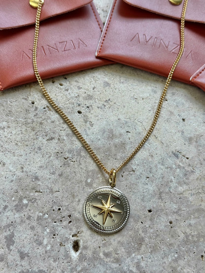 Silver Compass Necklace